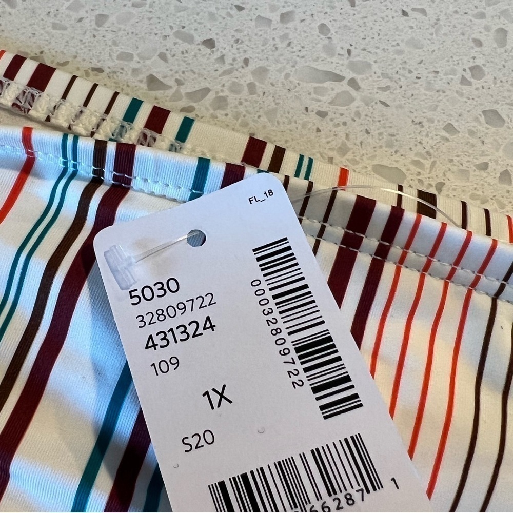 Addition Elle String Bikini Multi Striped Swim Bottom Bikini Separate 1X NEW - Picture 7 of 10